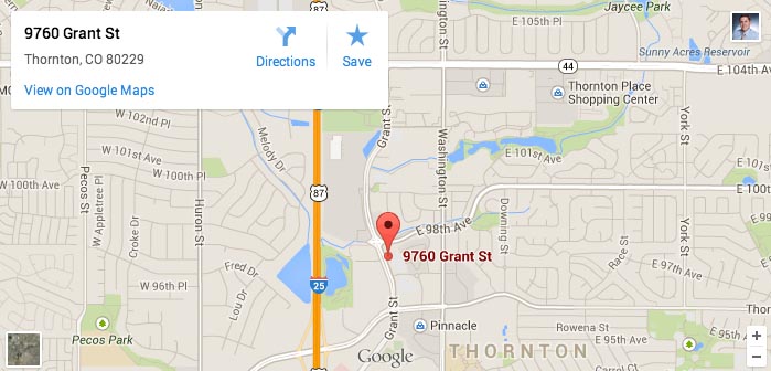 Image of a map showing the location of our dental office in Thornton, CO